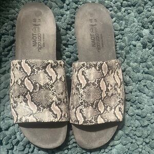 Naot Snake Pattern Sandals - Black and Cream